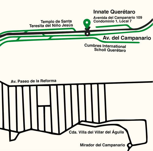Mapa sucursal Innate Querétaro